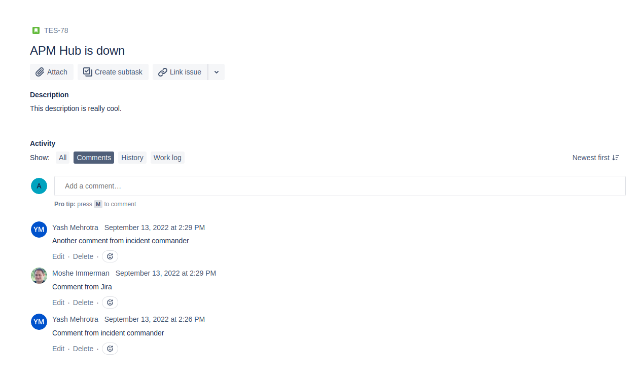 Comments in Jira from Flanksource